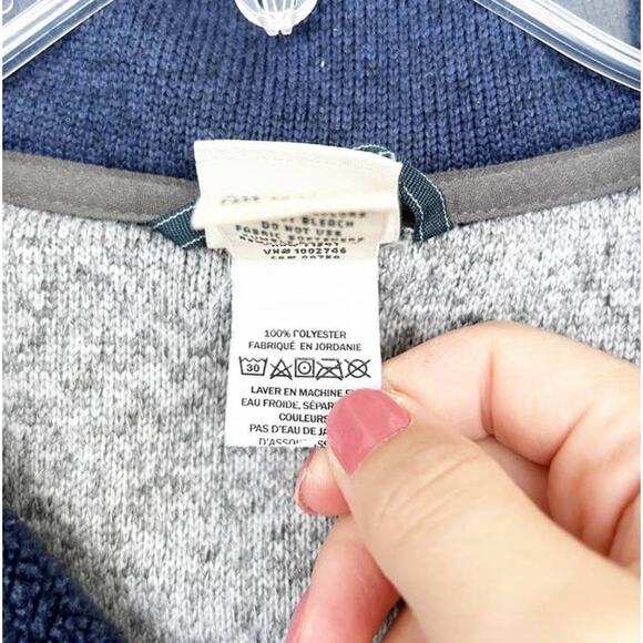 LL Bean Gray Blue Quarter Snap Sweater Sz L 14-16 Kids - Picture 3 of 7